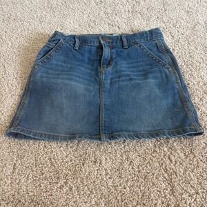 OshKosh B'Gosh Girls‎ Blue Denim Skirt Kids Sz 12  Classic Pockets Back & Front